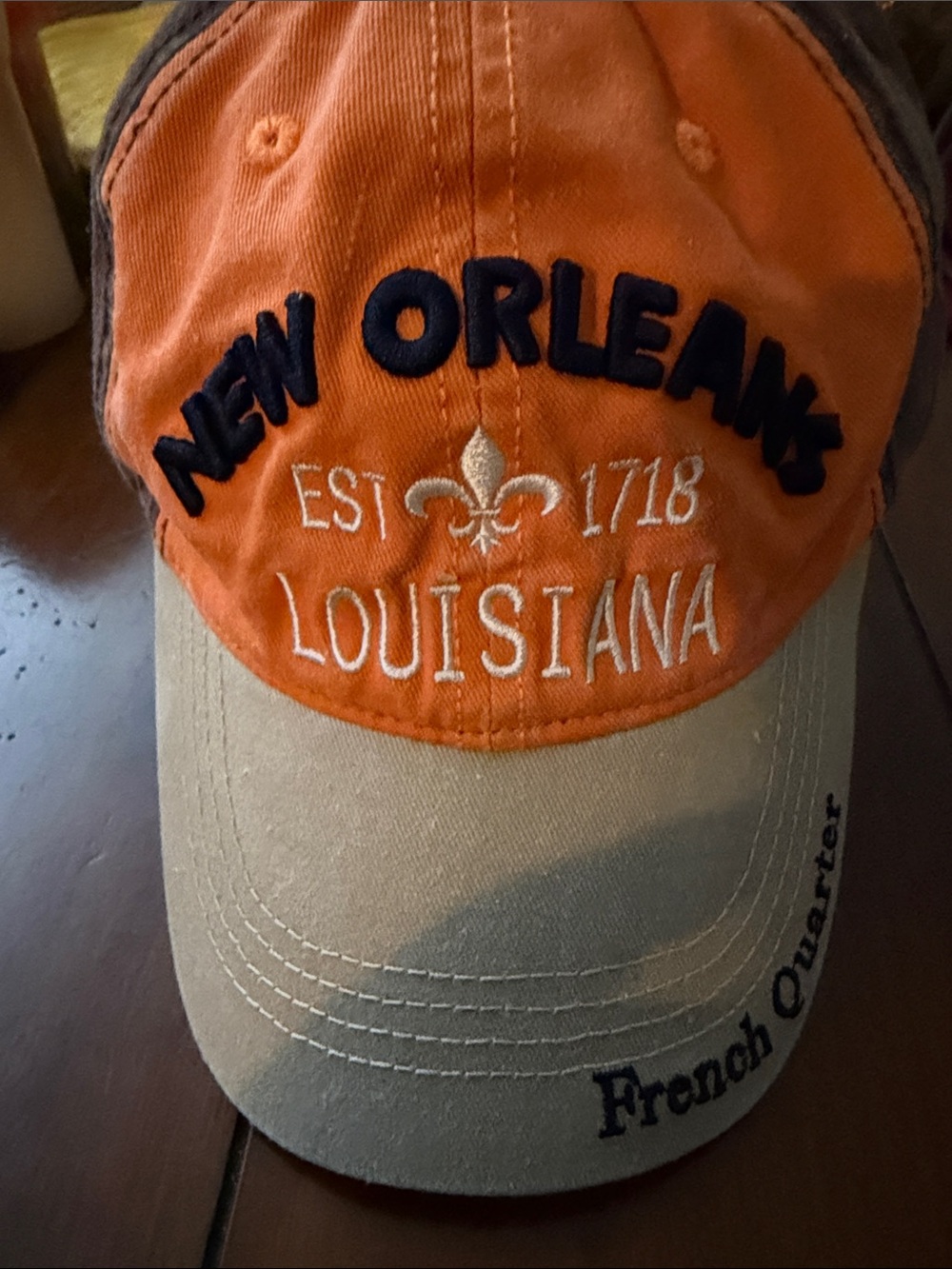 New Orleans Louisiana Orange and Tan Baseball Cap